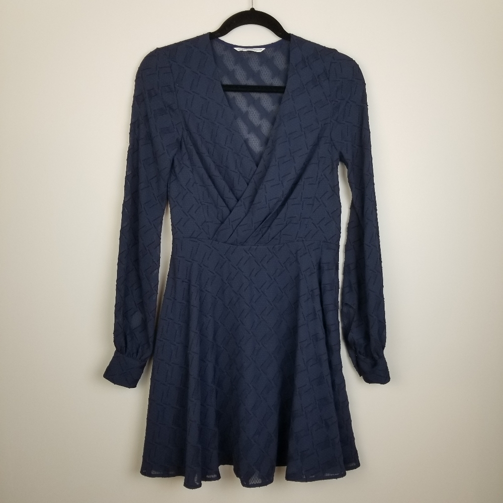 Rebecca Minkoff long sleeve V neck dress navy